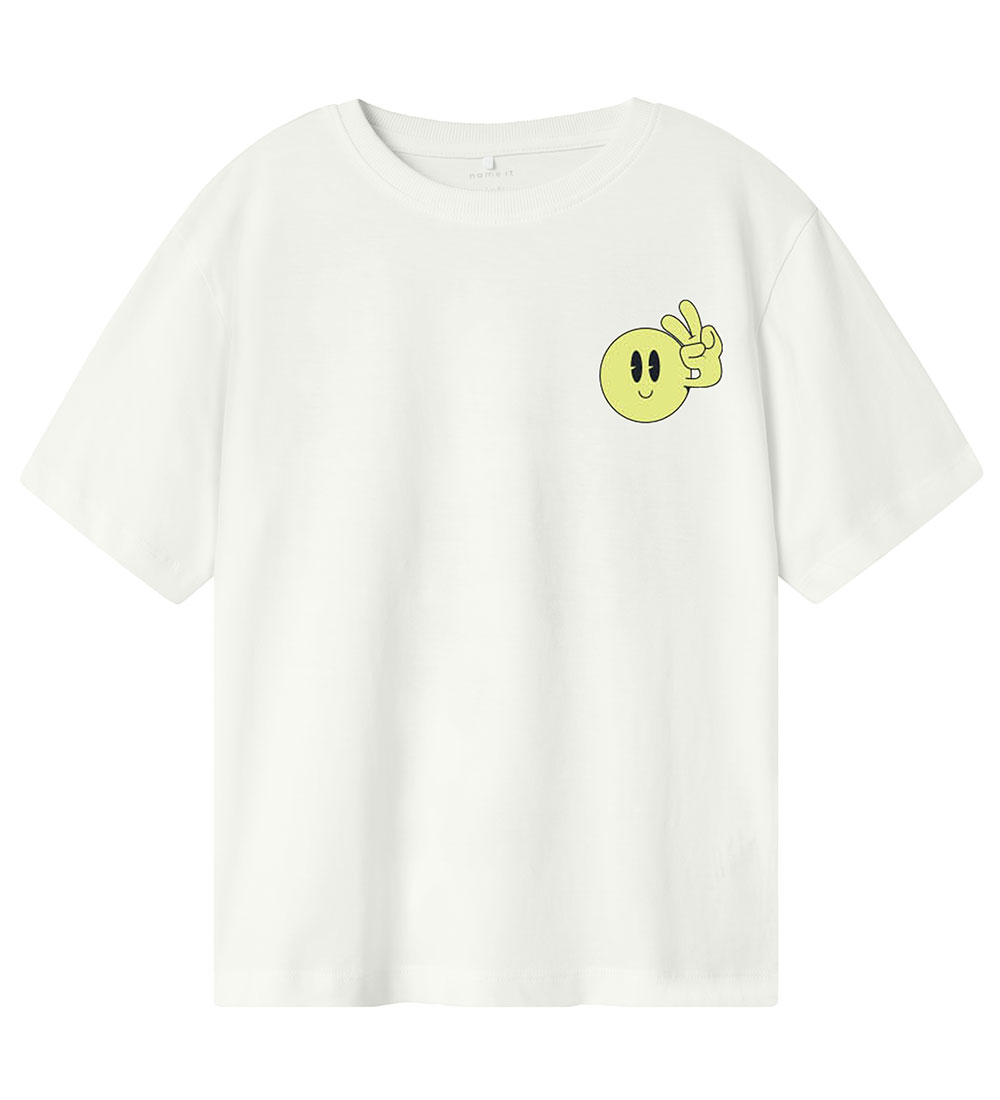 Name Imj n+t T-shirt - NkmZulla - Bright White/Sunny Lime