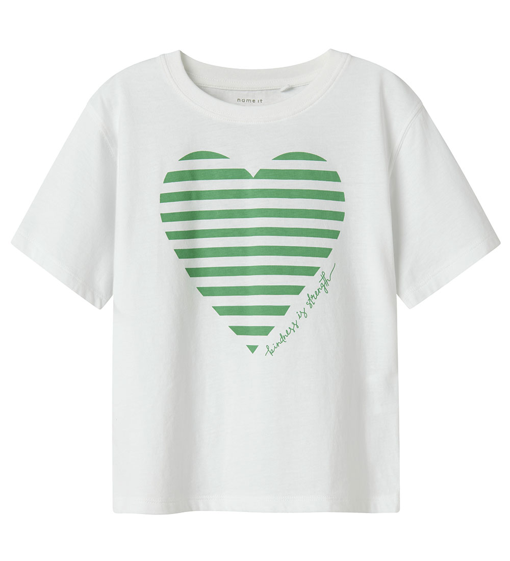 Name It T-shirt - NkffEsko - Bright White w. Heart