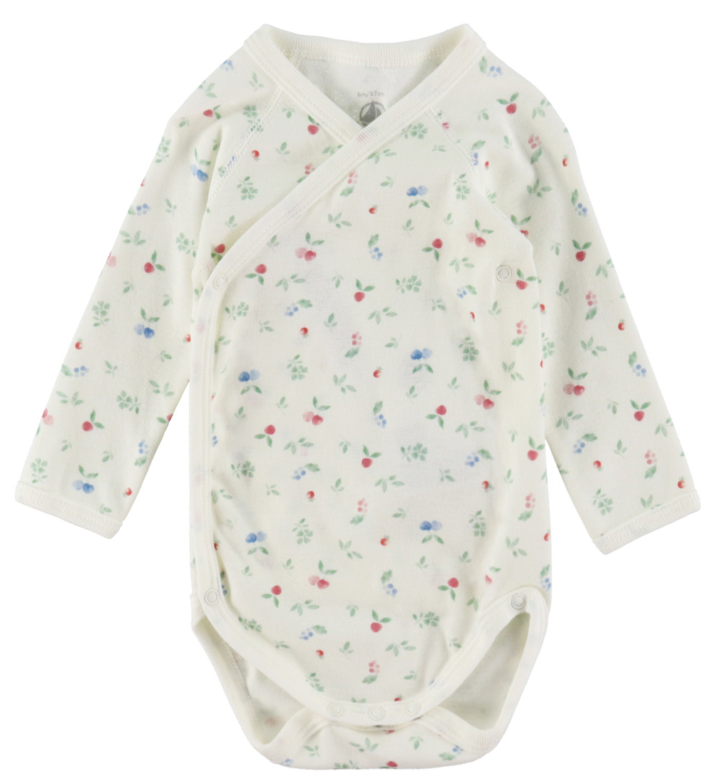 Petit Bateau Wrap Bodysuit l/s - Marshmallow/Multicolour