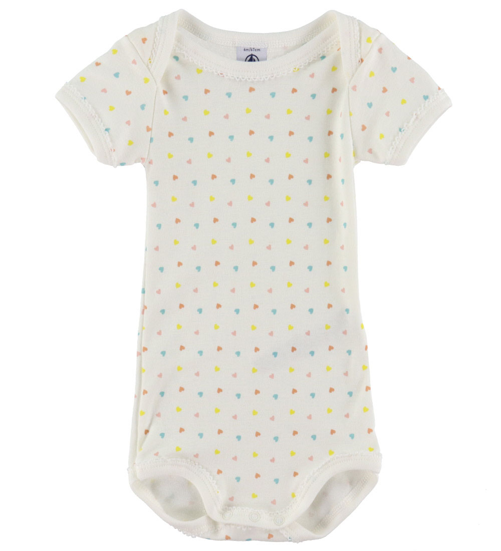 Petit Bateau Bodysuit s/s - 3-Pack - Pink/White w. Hearts