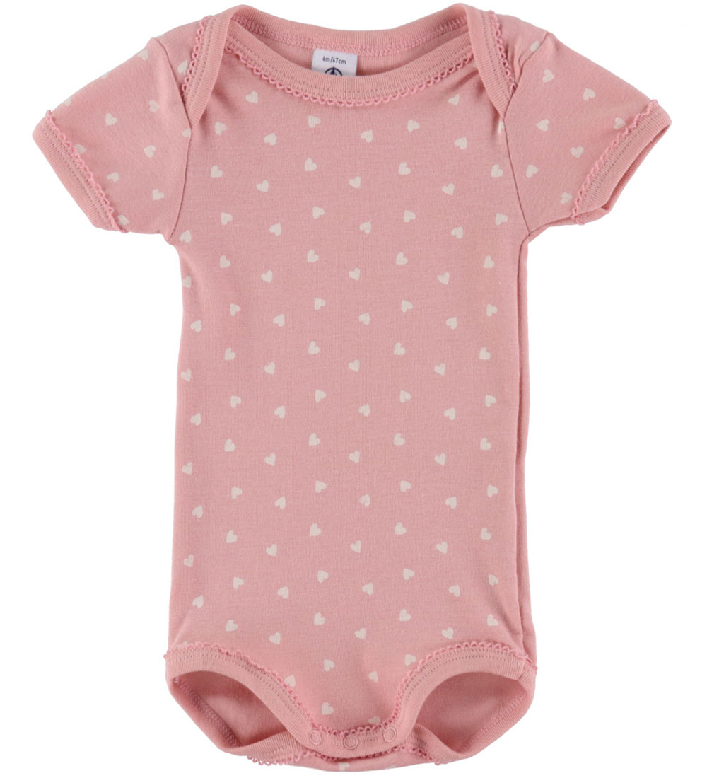 Petit Bateau Bodysuit s/s - 3-Pack - Pink/White w. Hearts