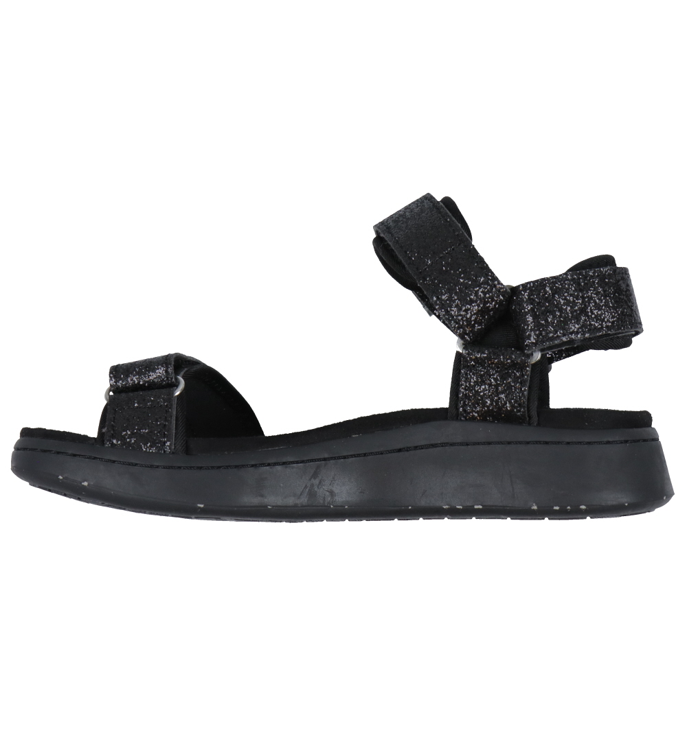 Woden Sandalar - Line Glitter - Svart