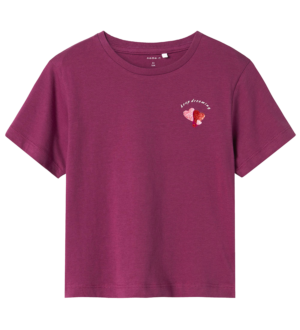 Name It T-shirt - NmfBetria - Boysenberry w. Glitter