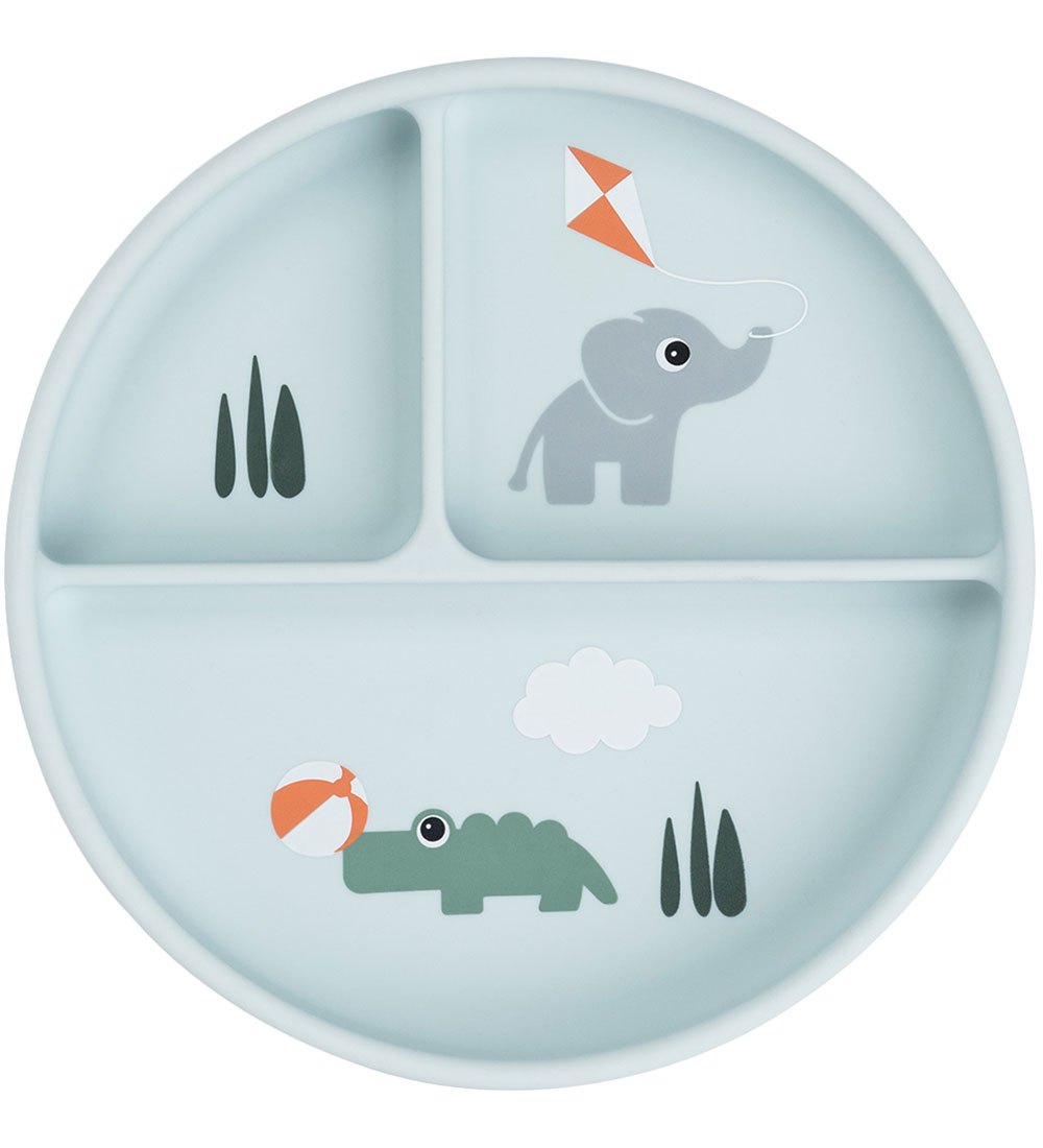 Done by Deer Stick Duck Stay Divided Plate - Playground - Blue