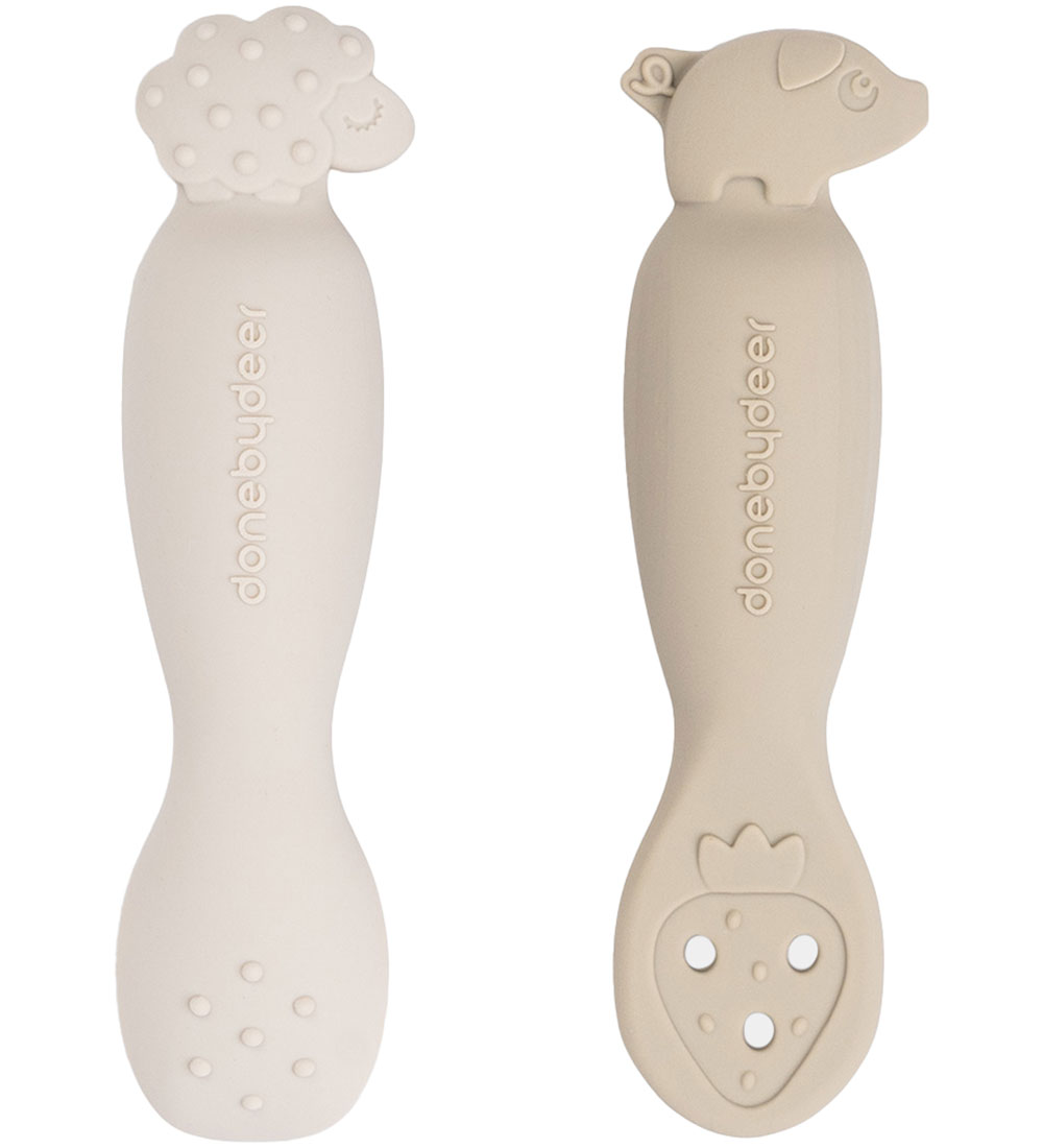 Done by Deer Baby Spoons - 2-Pack - Tiny Farm - Sand
