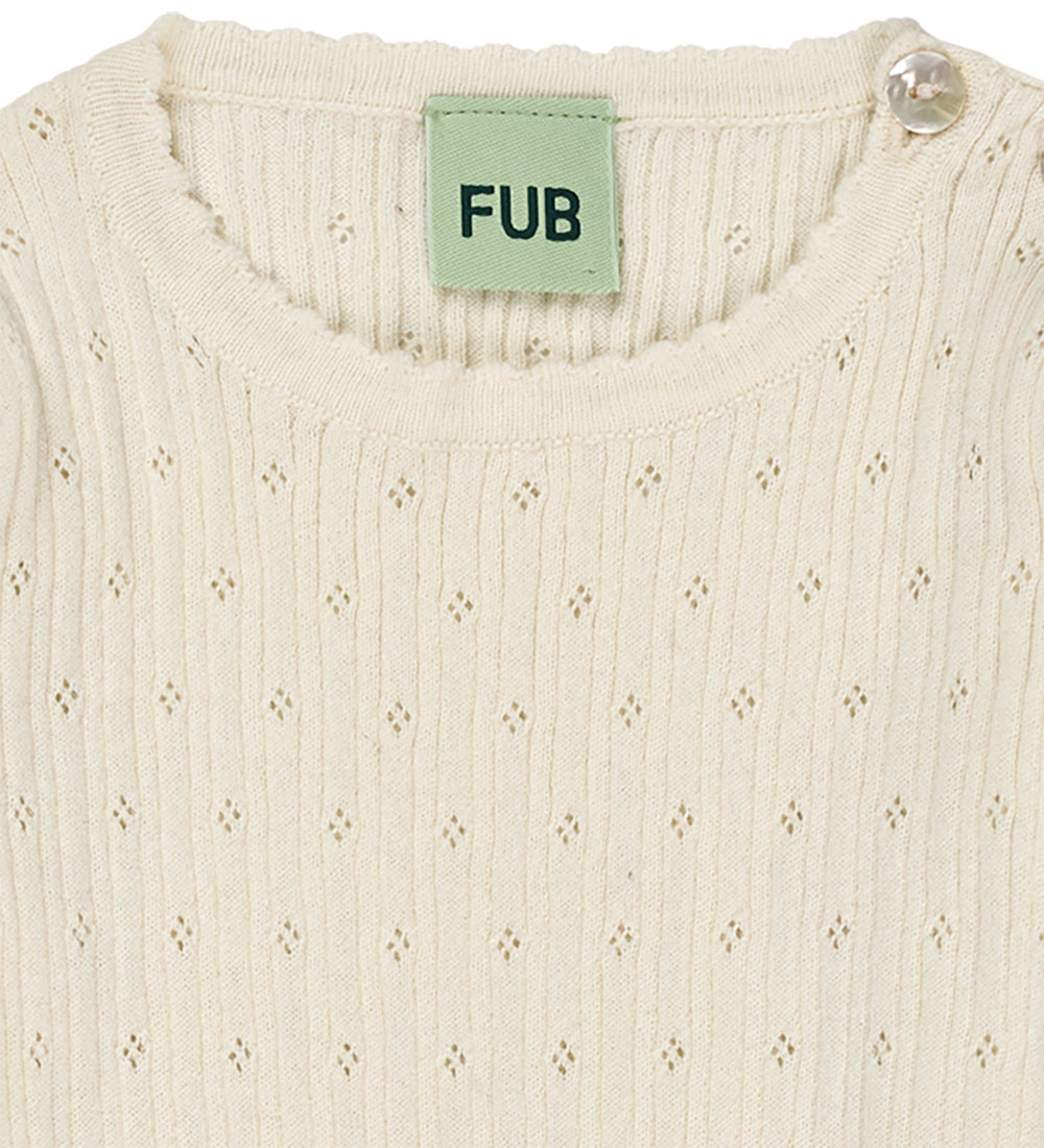 FUB Bodysuit s/s - Rib - Pointelle - Ecru