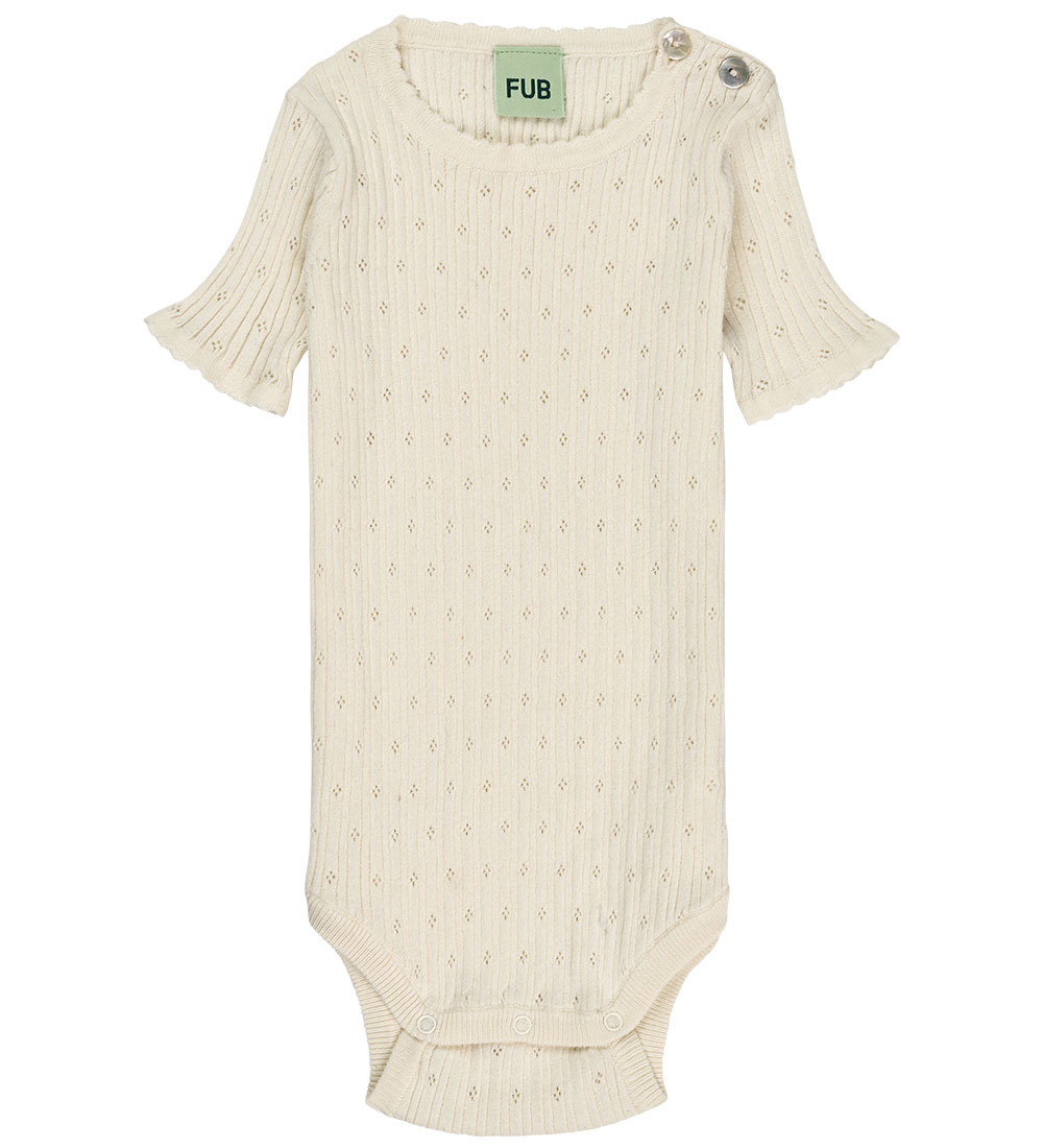 FUB Bodysuit s/s - Rib - Pointelle - Ecru