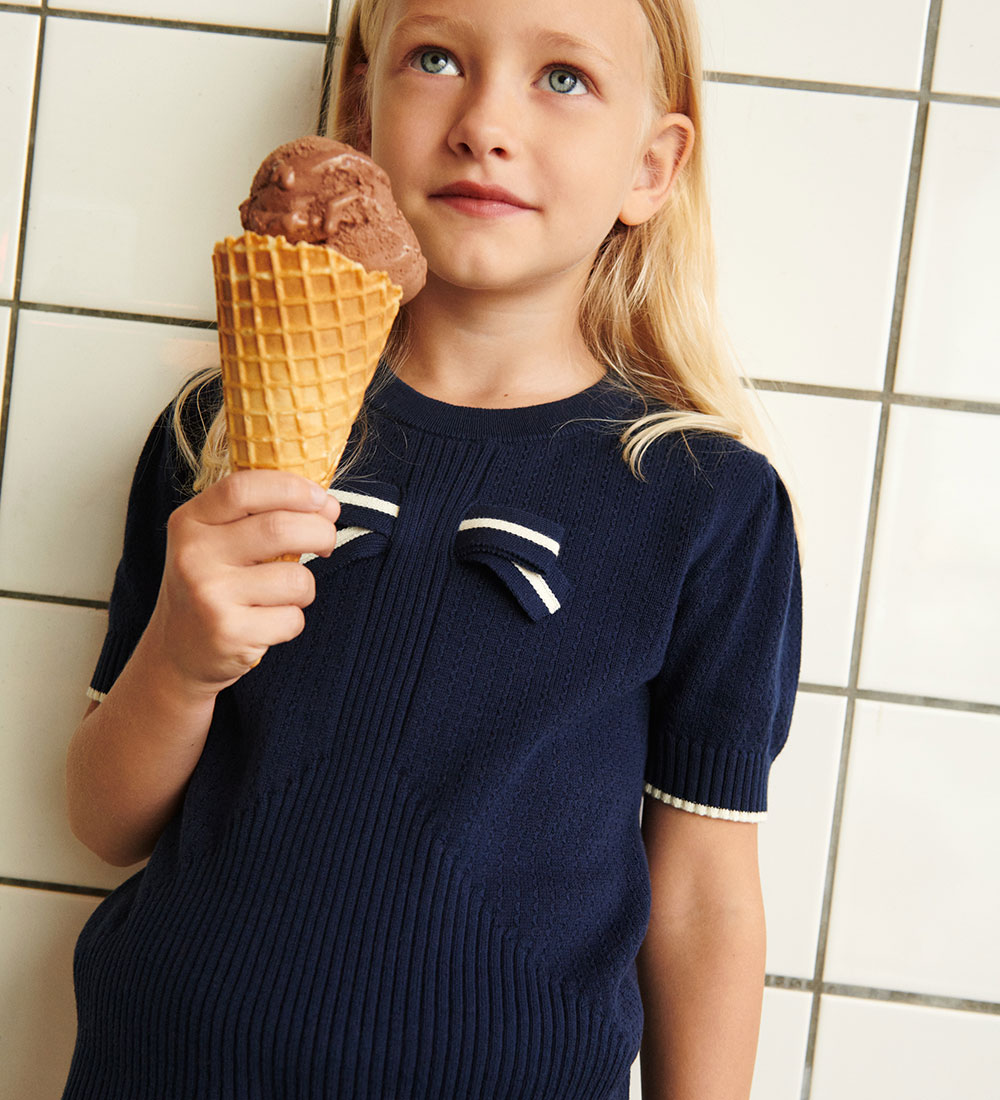 FUB T-shirt - Knitted - Bow - Dark Navy