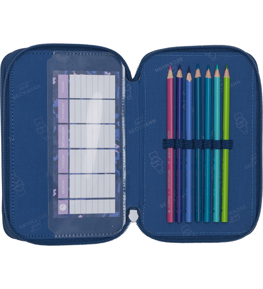 Beckmann Pencil Case w. Contents - Cheetah - Dark Blue