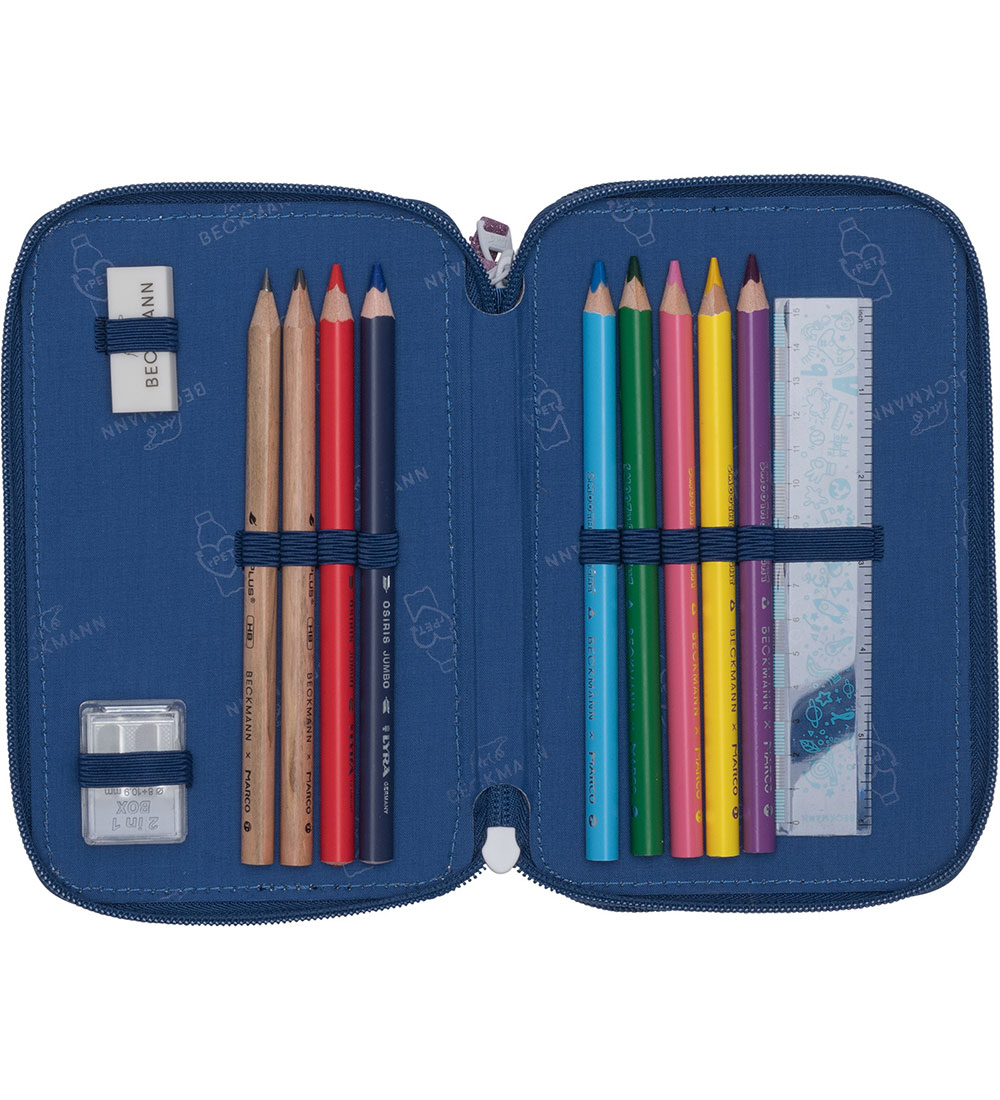 Beckmann Pencil Case w. Contents - Cheetah - Dark Blue