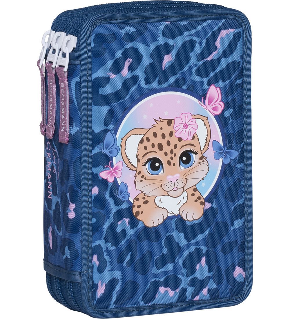 Beckmann Pencil Case w. Contents - Cheetah - Dark Blue