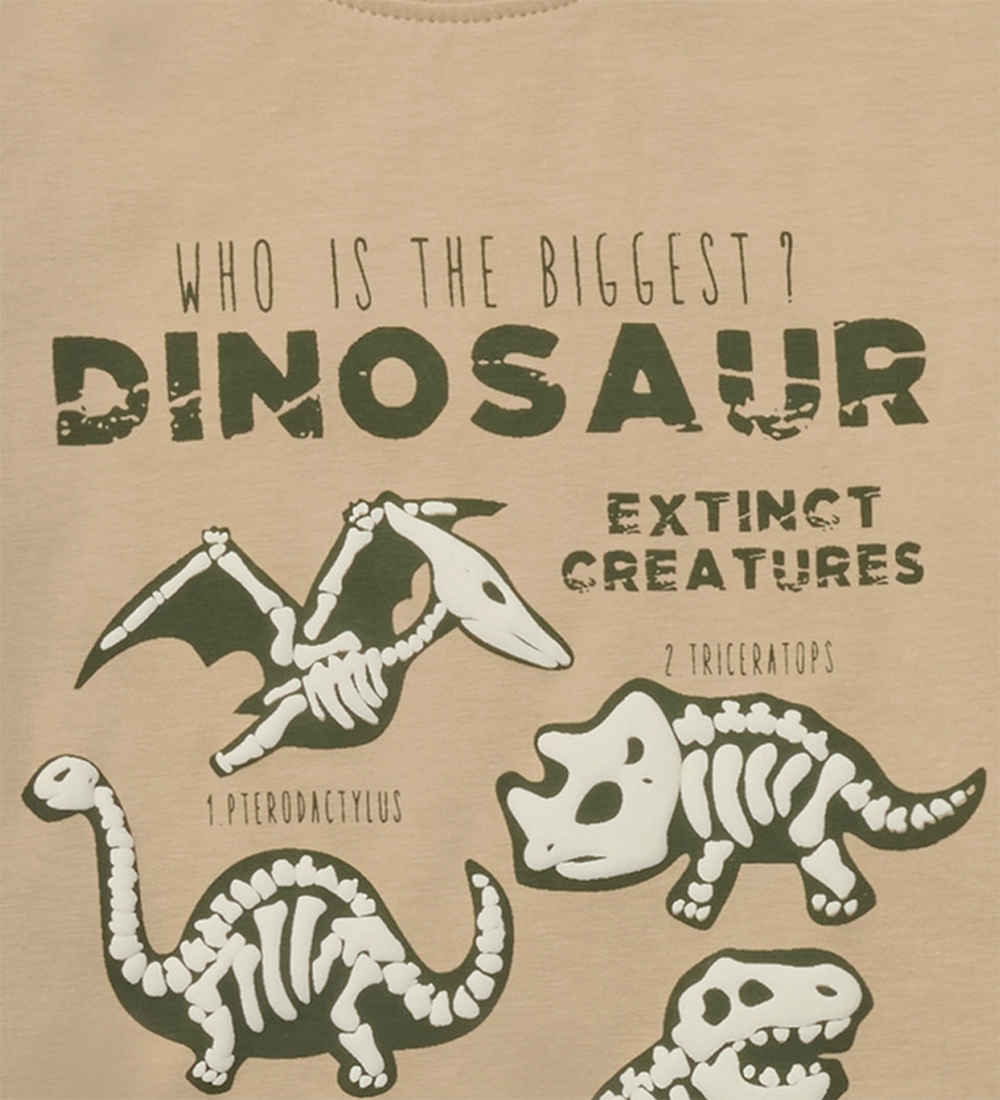 T-Shirt Hust and Claire - Anton - Pale Khaki av. Dinosaures