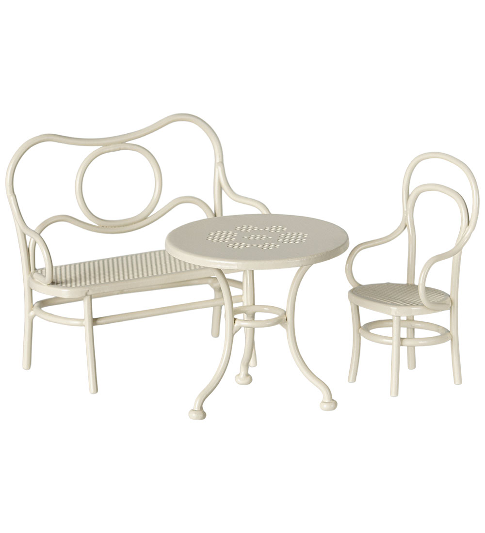 Maileg Miniature Cafe Set - Table with Chair and Bench - Mouse -