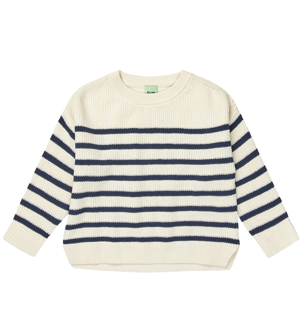 FUB Blouse - Rib - Knitted - Ecru/Dark Navy