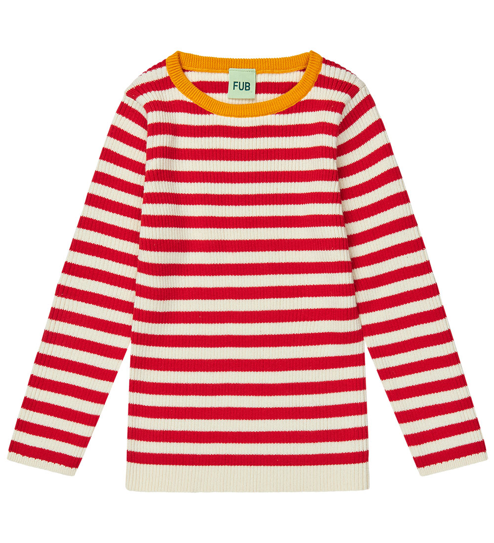 FUB Blouse - Rib - Ecru/Ruby Red