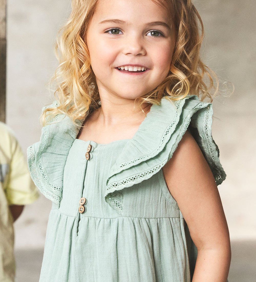 En Fant Dress - Muslin - Jadeite w. Lace