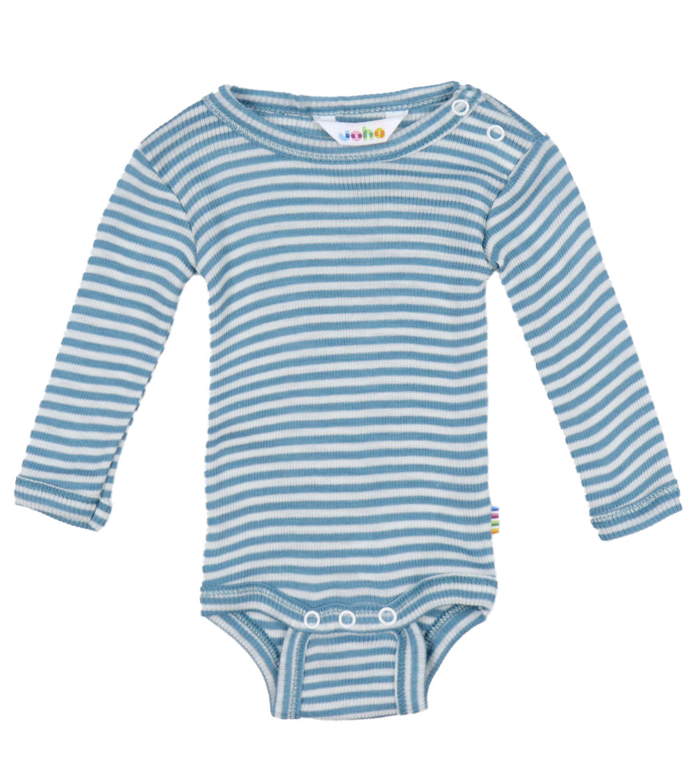 Joha Bodysuit l/s - Rib - Wool/Silk - Blue