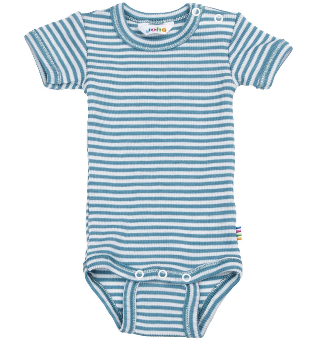 Joha Bodysuit s/s - Rib - Wool/Silk - Blue