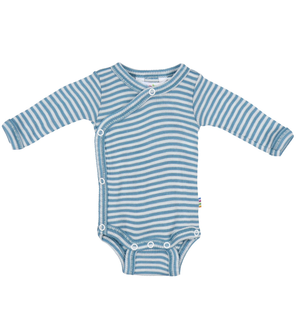 Joha Wrap Bodysuit - Rib - Wool/Silk - Blue