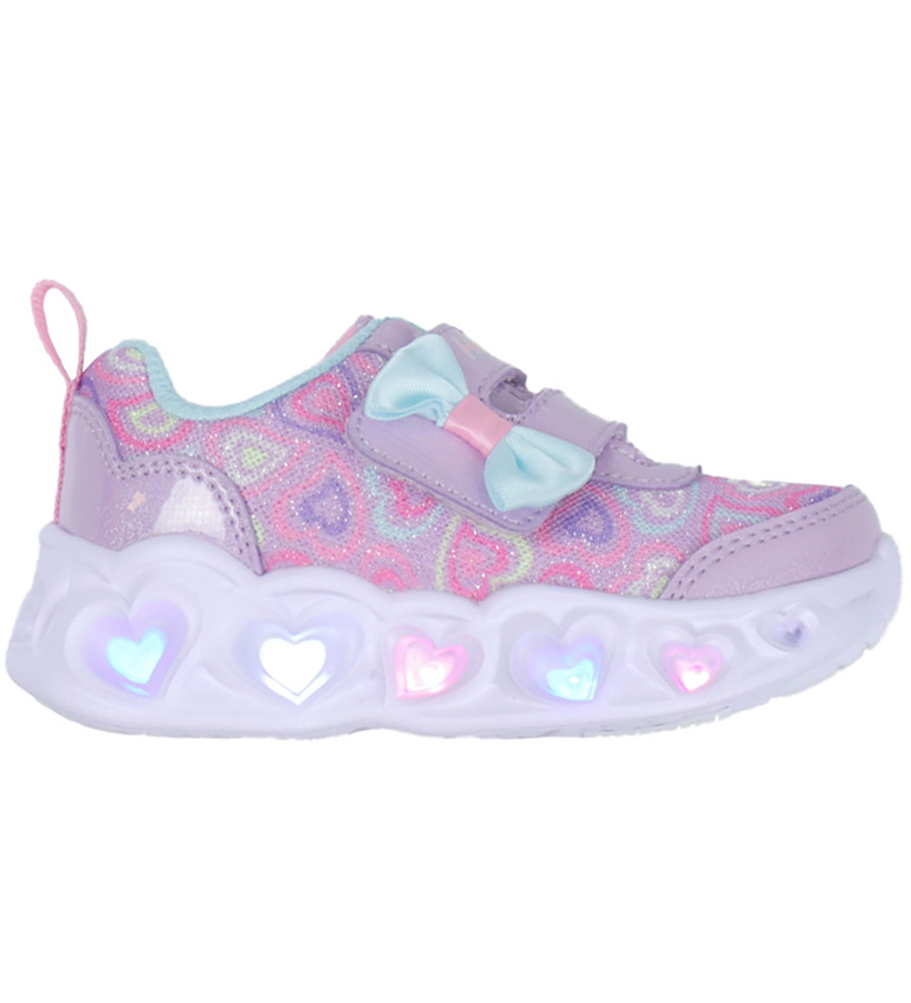 Skechers Shoes w. Lights - Heart Lights - Lavender/Multi