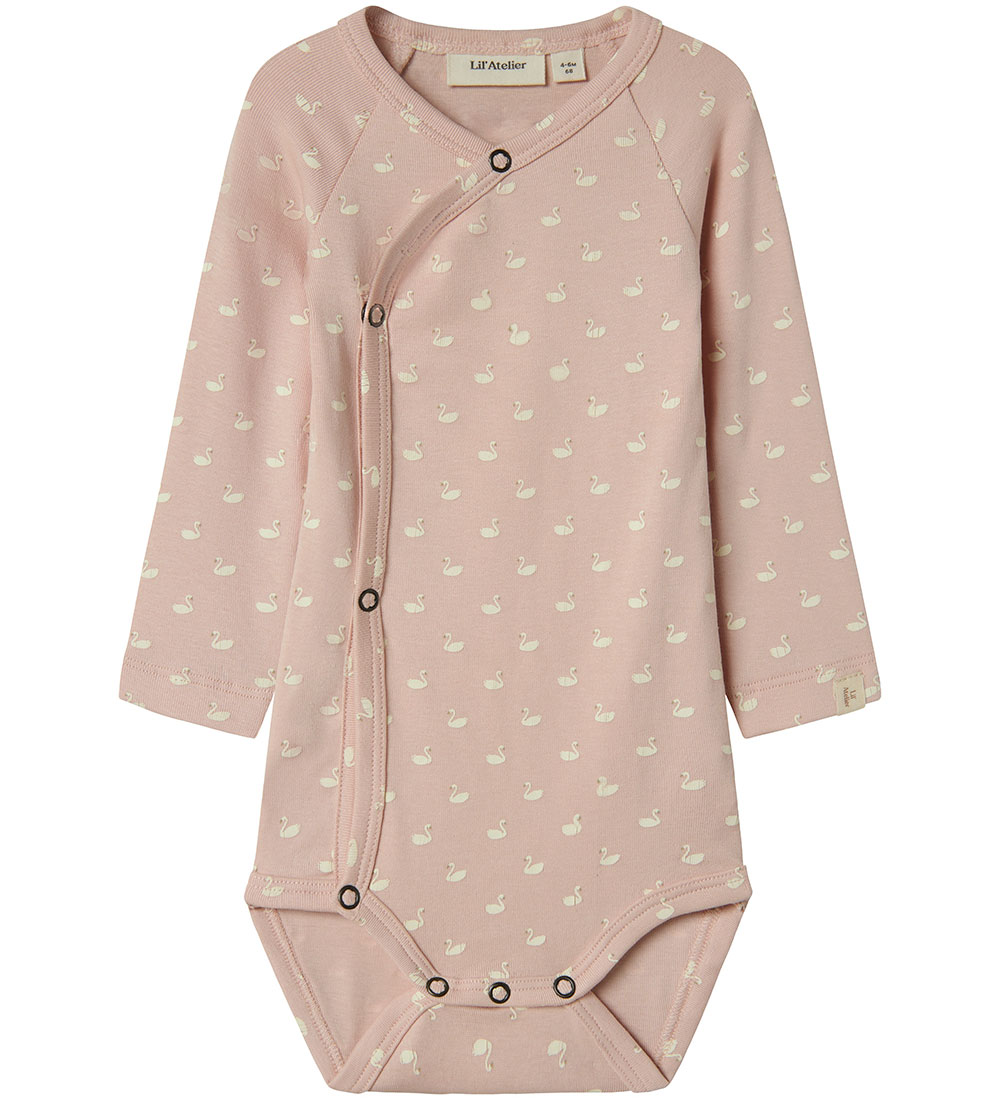 Lil' Atelier Wrap Bodysuit l/s - NbfGayo - Peach Whip/SWANS