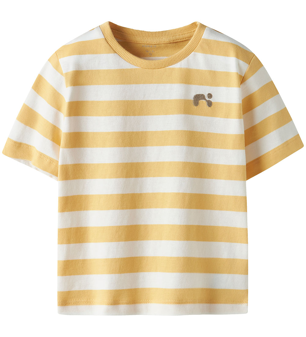 Name It T-Shirt - NmmFridy - Buff Yellow m. Streifen