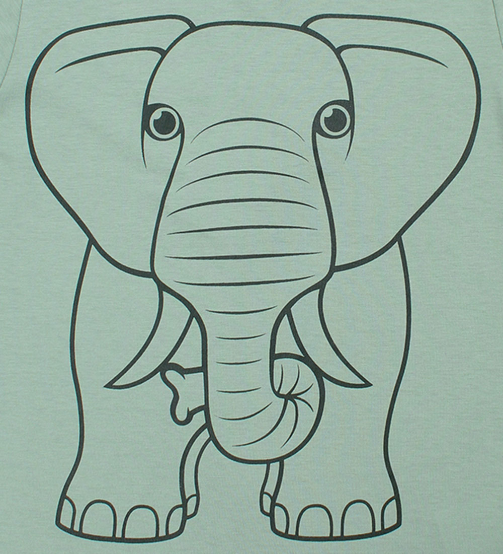 ANIMALS T-shirt - AnimalsHide - Herb Green Outline Elephant