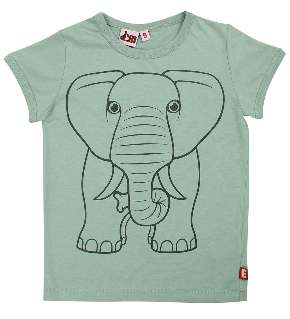 ANIMALS T-shirt - AnimalsHide - Herb Green Outline Elephant