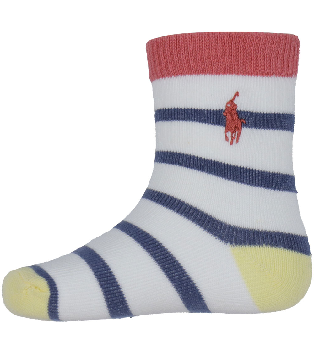 Polo Ralph Lauren Strumpor - 3-pack - Vit/Blå m. Tryck