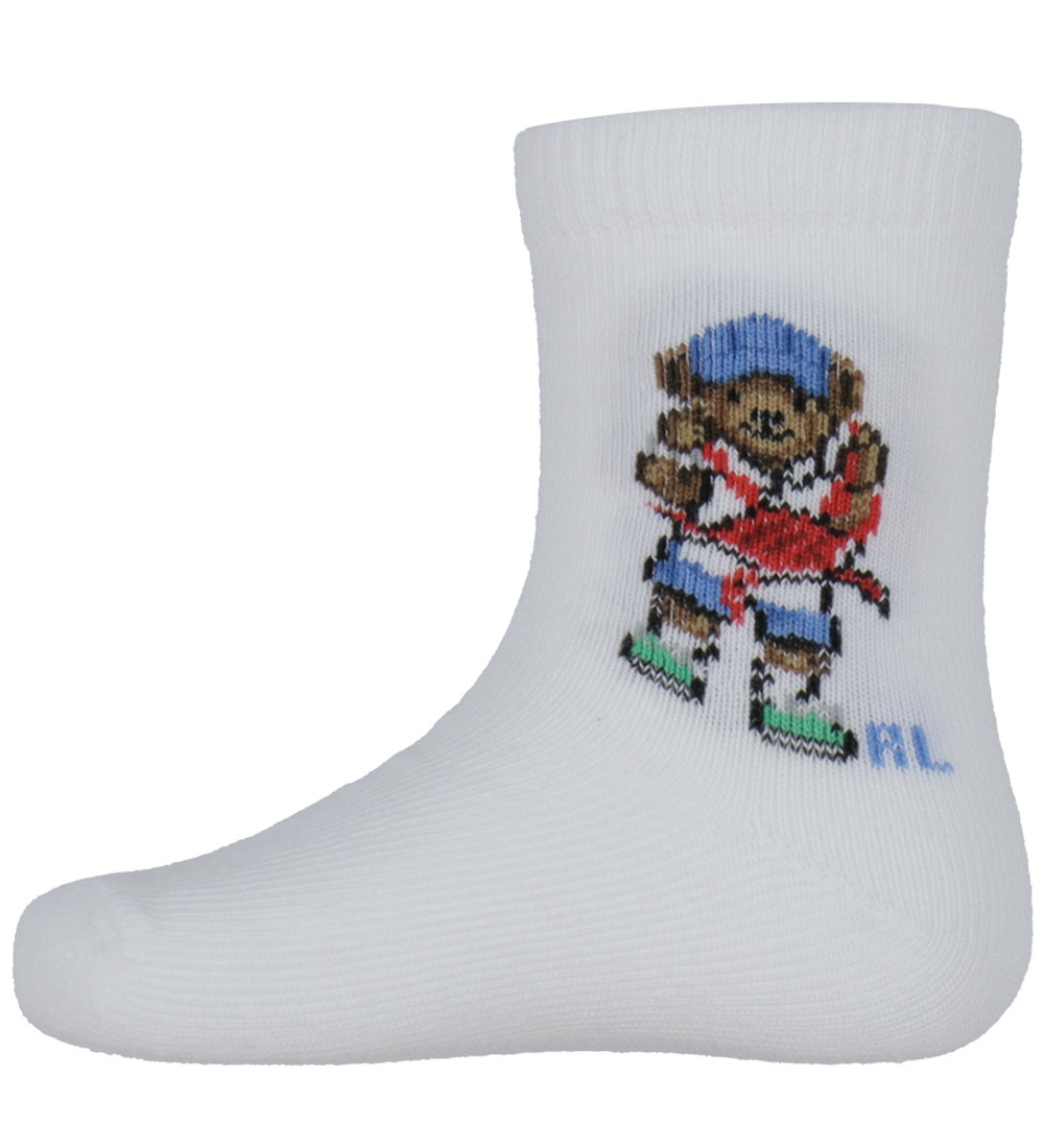 Polo Ralph Lauren Strumpor - 3-pack - Vit/Blå m. Tryck