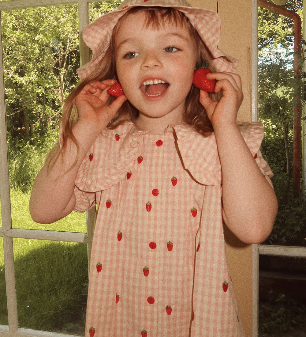 Flöss Kleid - Puppe - Pink Berry Gingham