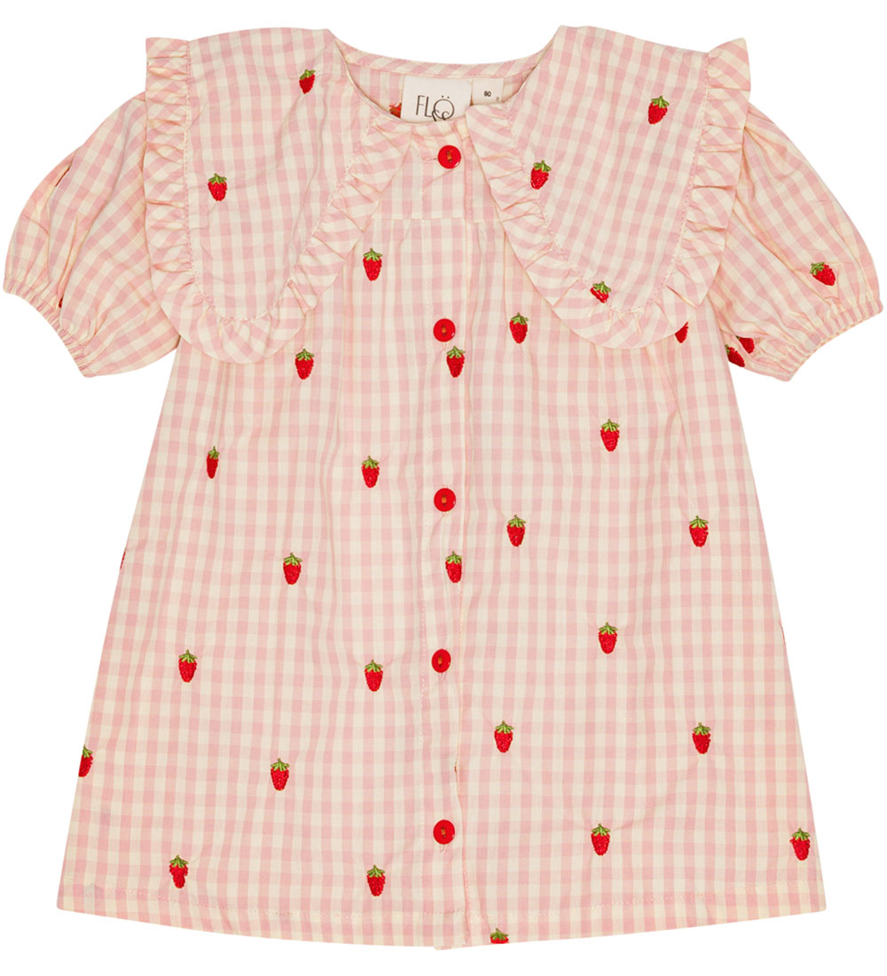 Flöss Kleid - Puppe - Pink Berry Gingham