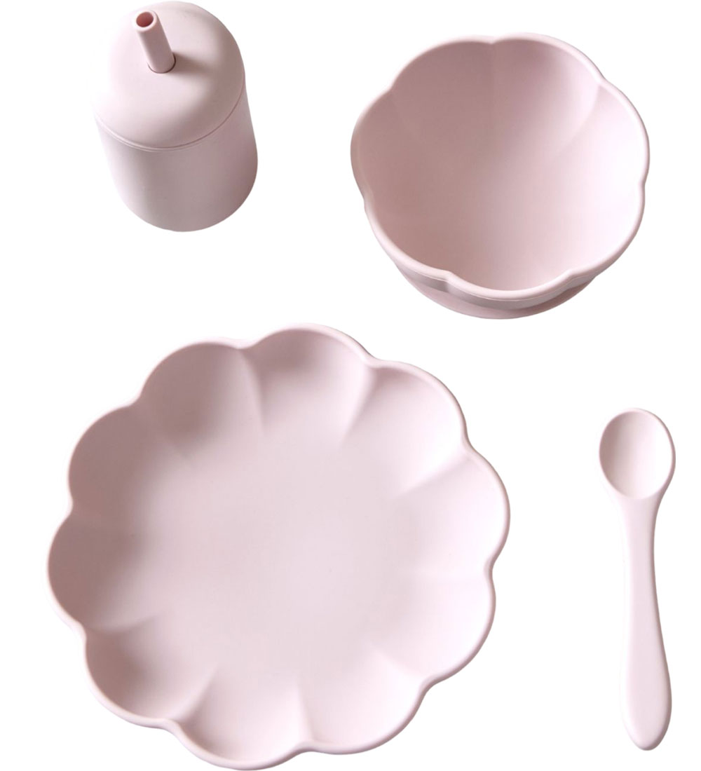 Jack o Juno Geschirr-Set - Silikon - 4 Teile - Poppy - Light Pin