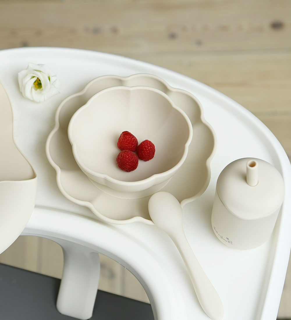 Jack o Juno Dinner Set - Silicone - 4 Parts - Poppy - Cream