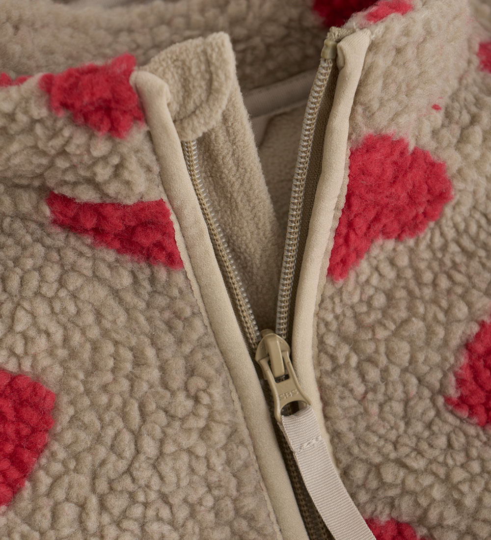 CeLaVi Fleece Jacket - Teddy - Cayenne w. Hearts