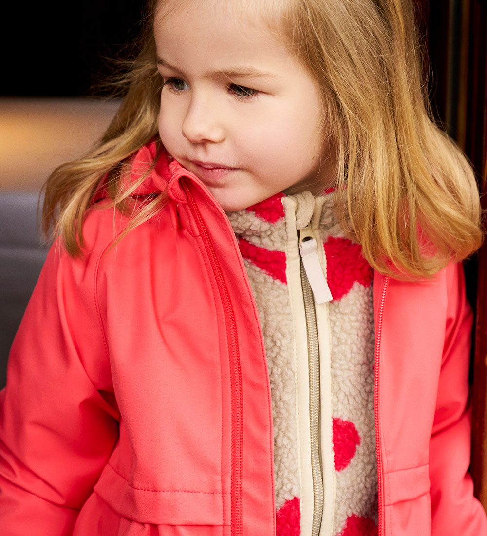 CeLaVi Fleece Jacket - Teddy - Cayenne w. Hearts