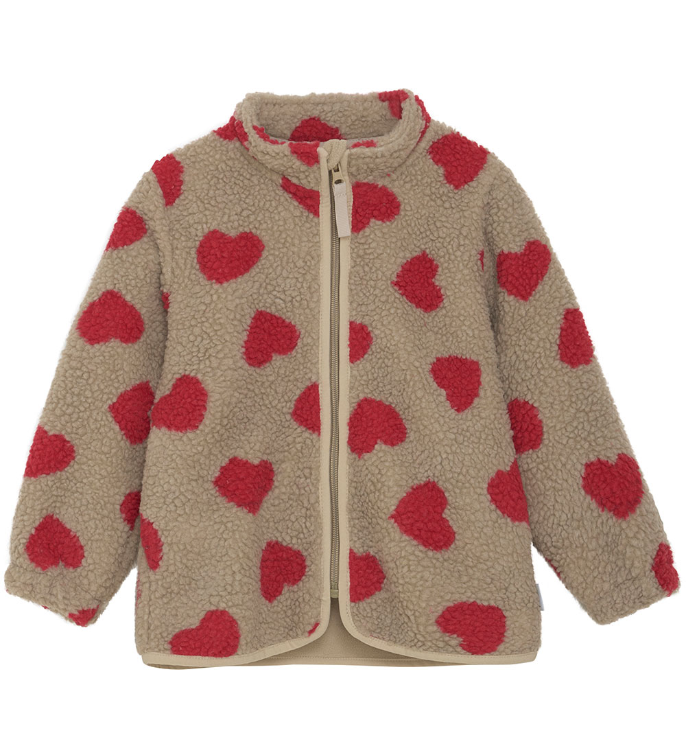 CeLaVi Fleece Jacket - Teddy - Cayenne w. Hearts