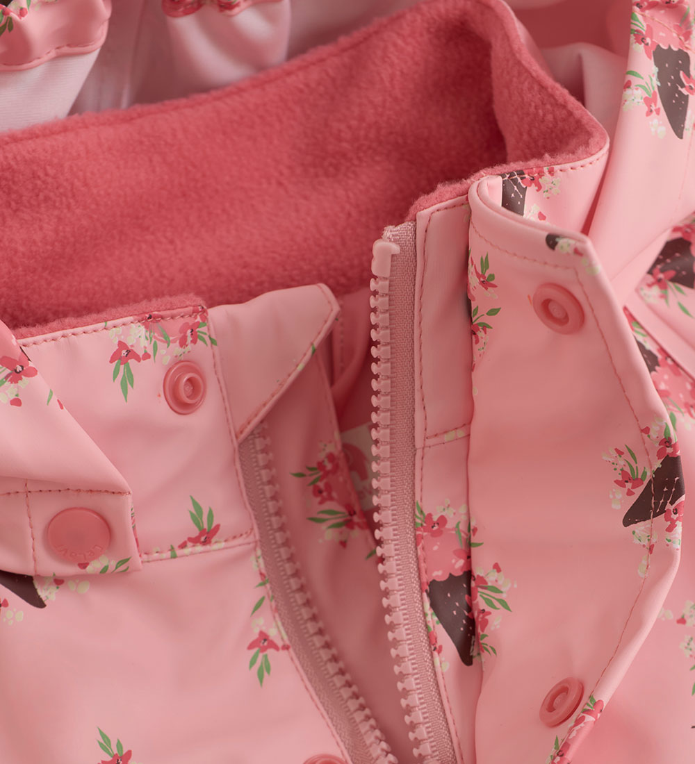 CeLaVi Rainsuit - PU - Peach Blossom w. Ice Cream Cones/Flowers