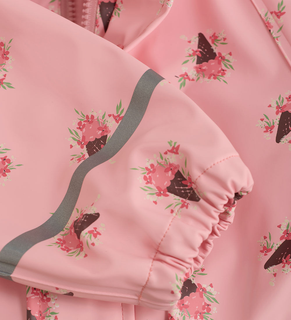 CeLaVi Rainsuit - PU - Peach Blossom w. Ice Cream Cones/Flowers