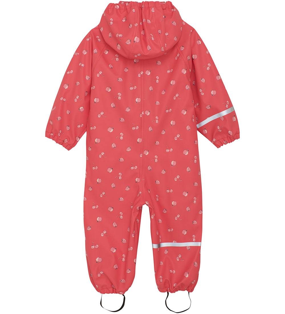 CeLaVi Rainsuit - PU - Cayenne w. Fruits