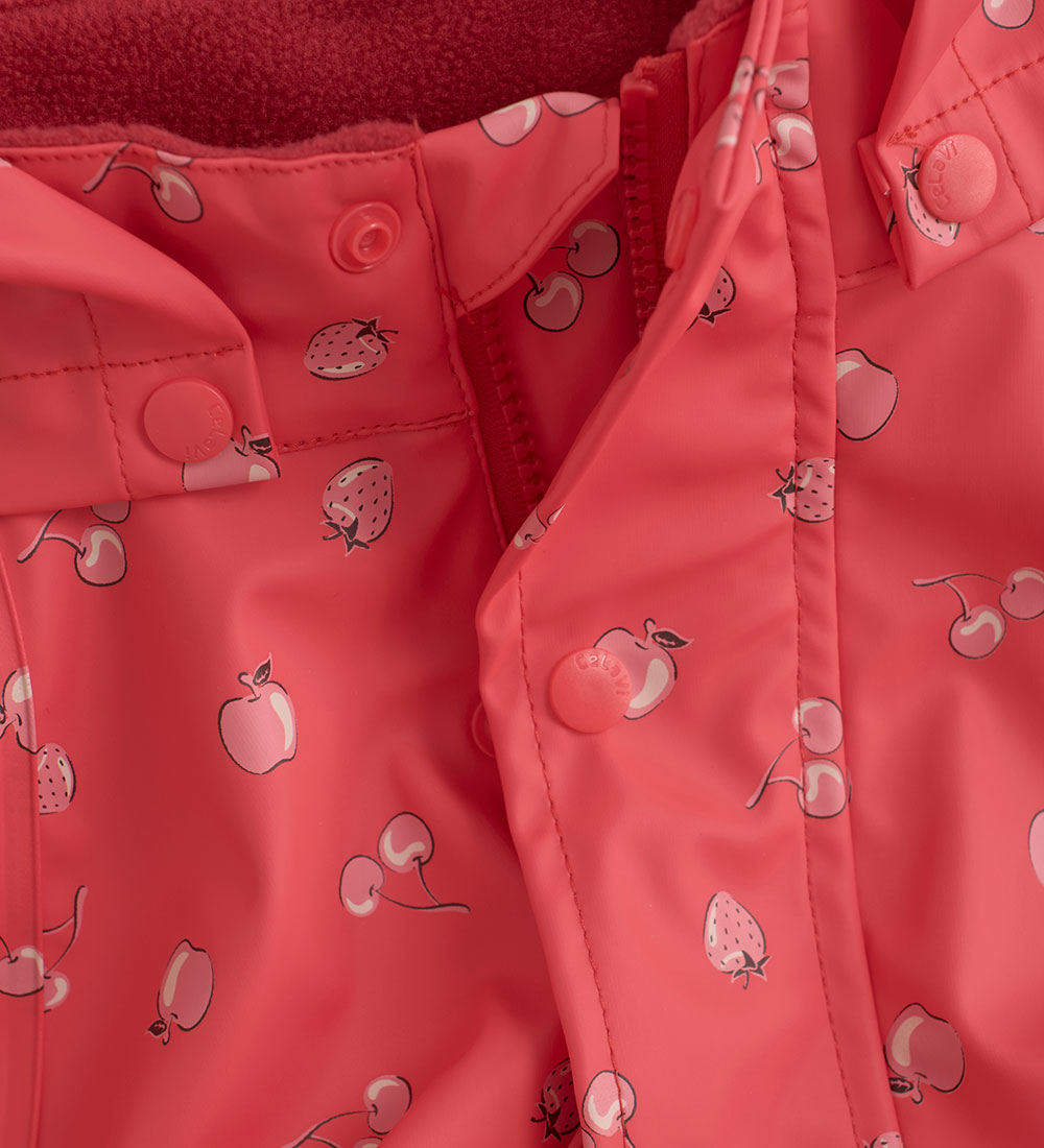 CeLaVi Rainsuit - PU - Cayenne w. Fruits
