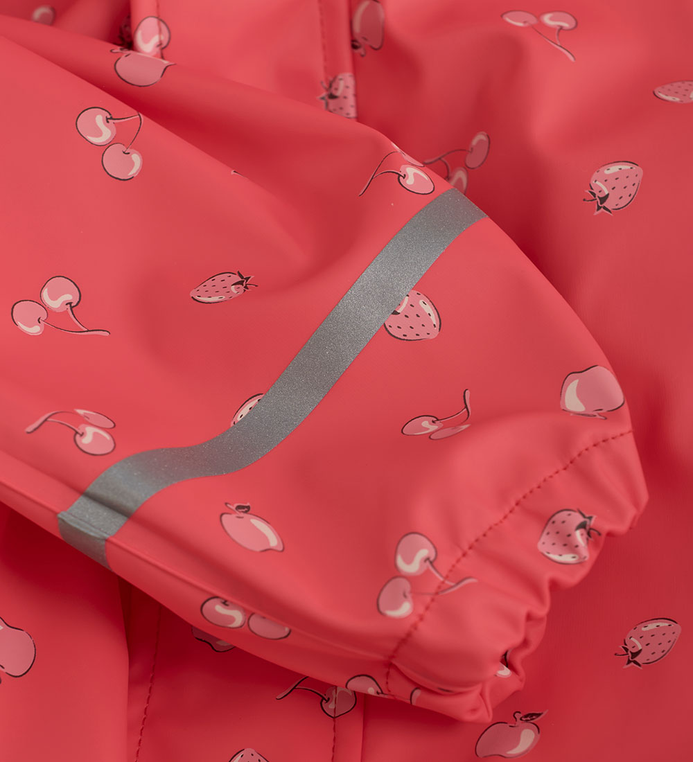 CeLaVi Rainsuit - PU - Cayenne w. Fruits