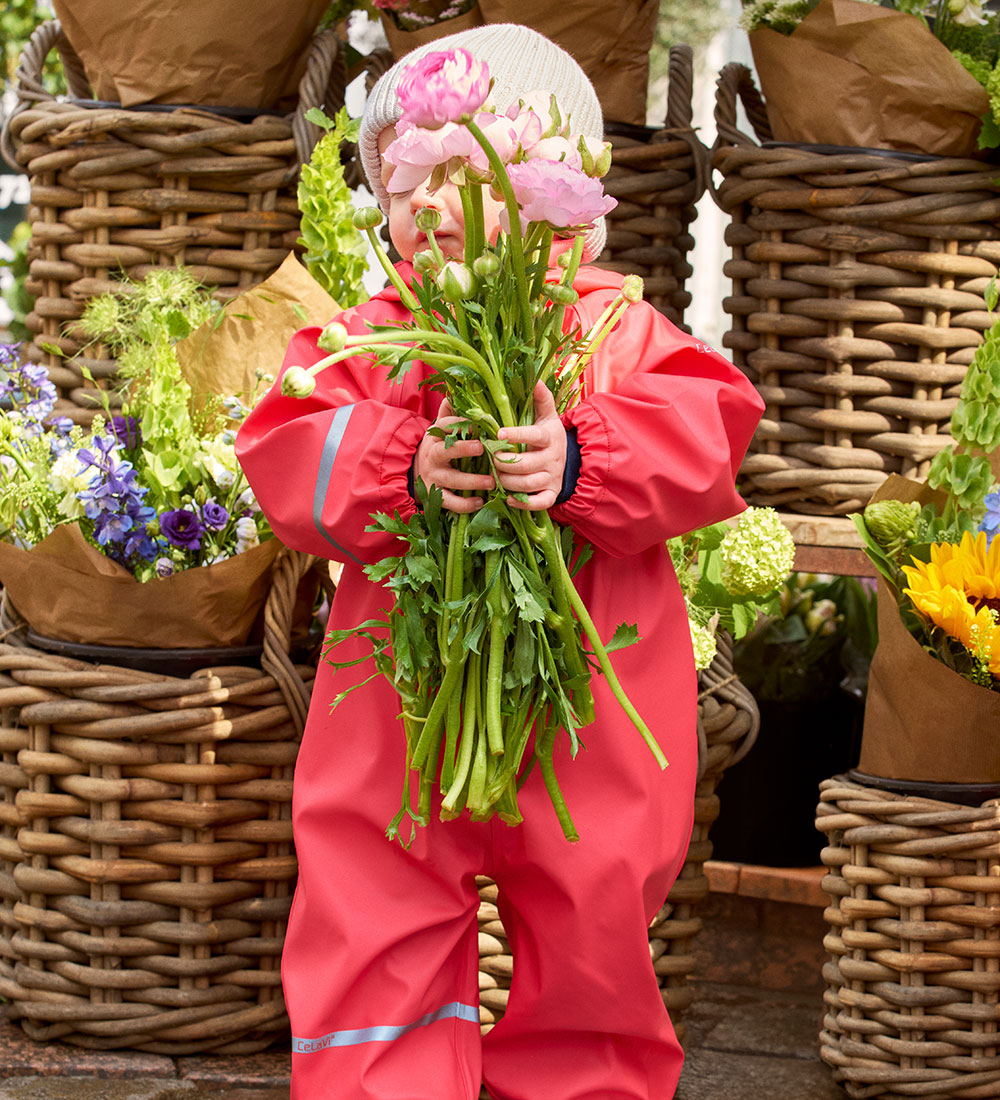CeLaVi Rainsuit - PU - Cayenne w. Fruits