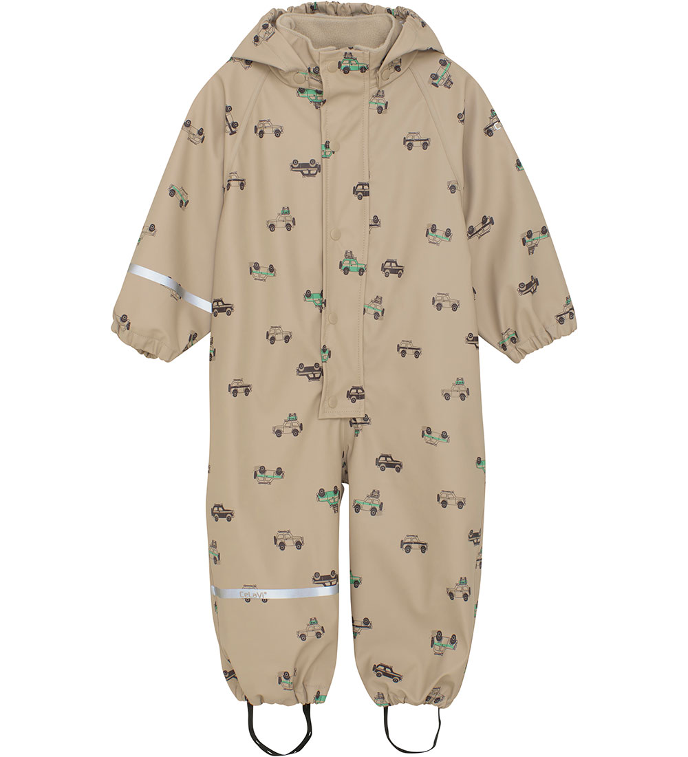 CeLaVi Rainsuit - PU - White Pepper w. Print
