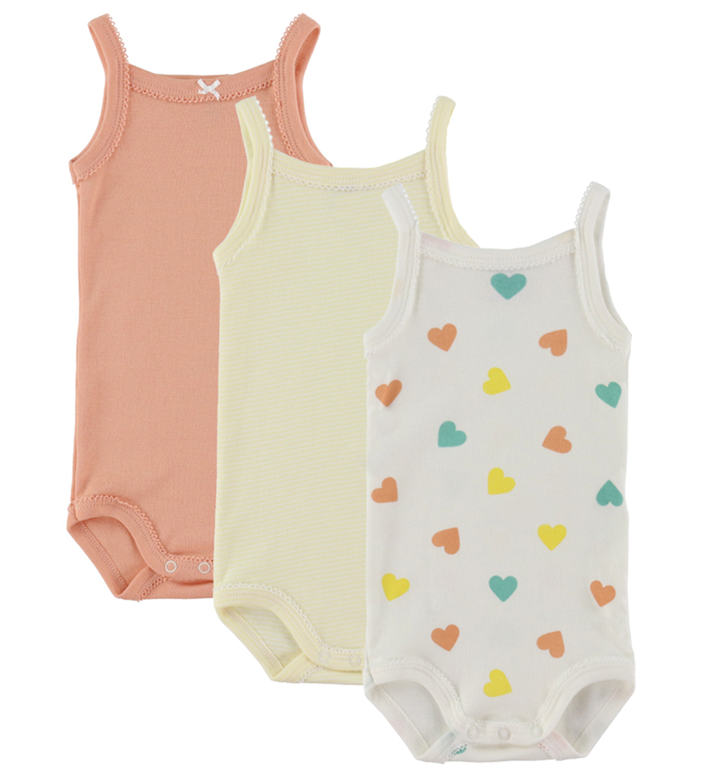 Petit Bateau Bodys ohne Ärmel - 3er-Pack - Weiß/Orange