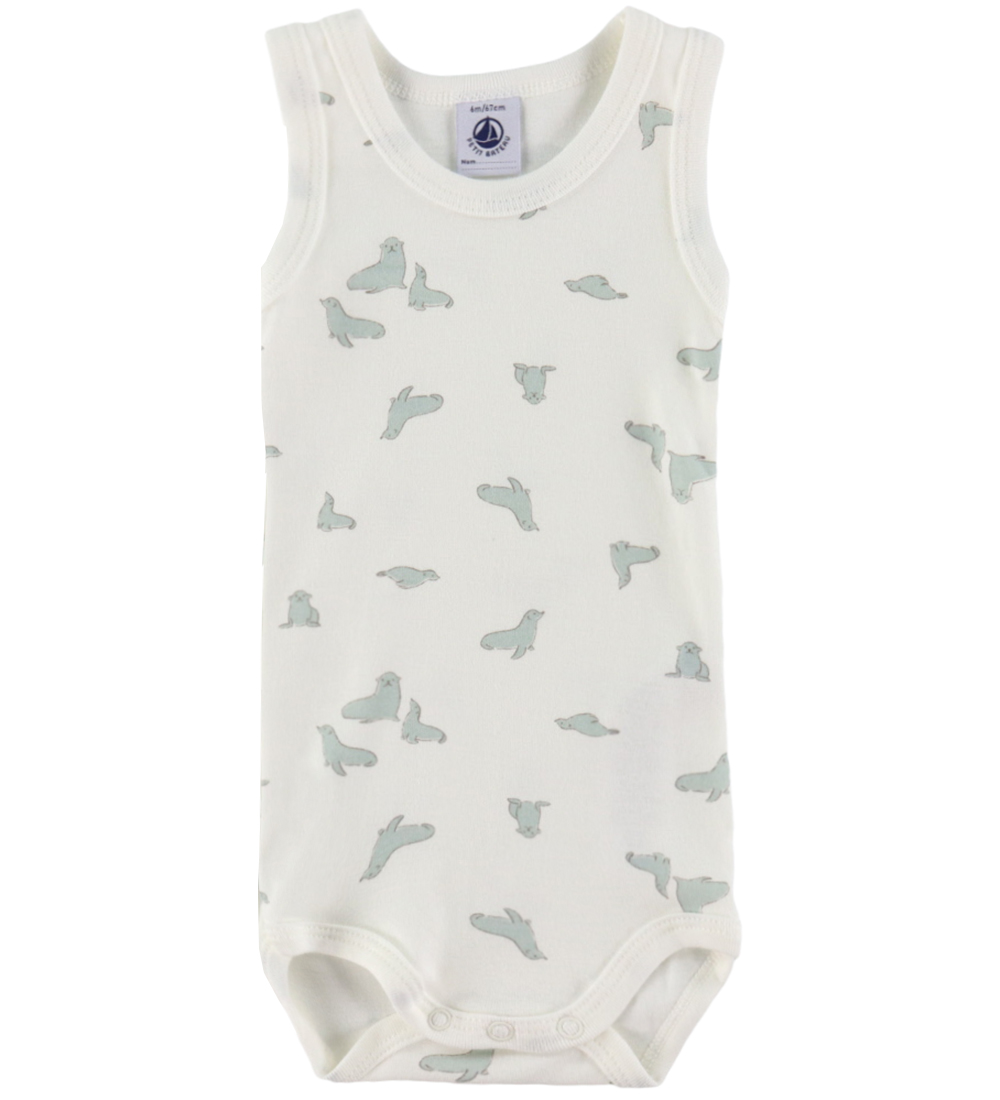 Petit Bateau Rompers mouwloos - 3-pack - Wit/Blauw