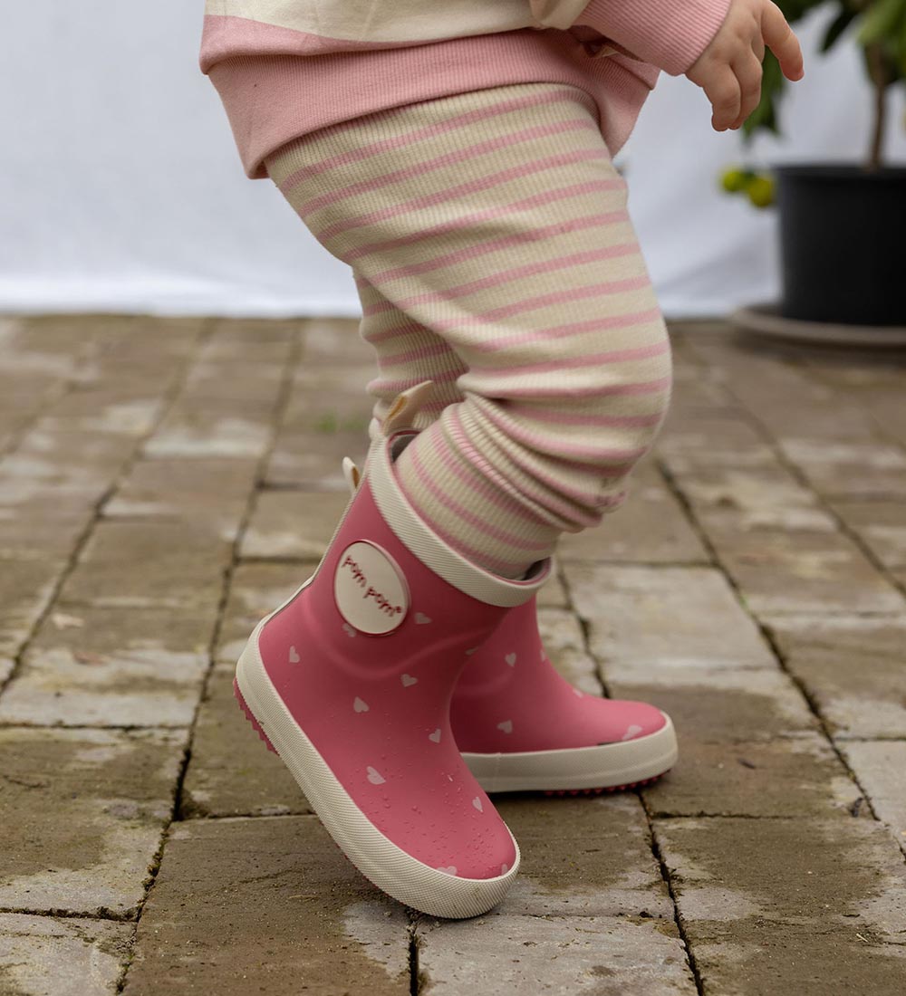 Pom Pom Rubber Boots - Heart AOP