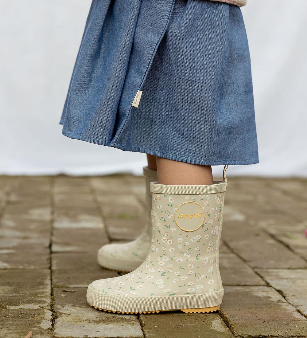 Pom Pom Rubber Boots - Bellis AOP