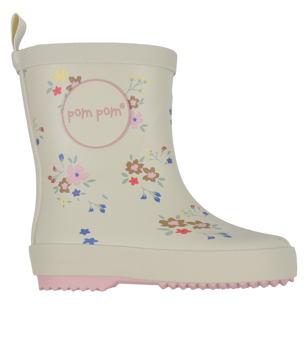 Pom Pom Rubber Boots - Flower AOP