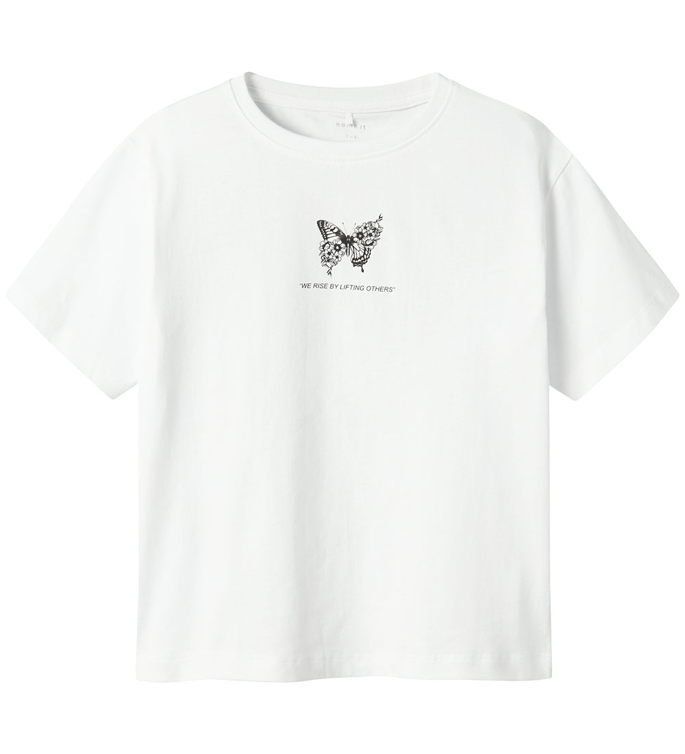 Name It T-shirt - NkfDane - Bright White w. Butterfly